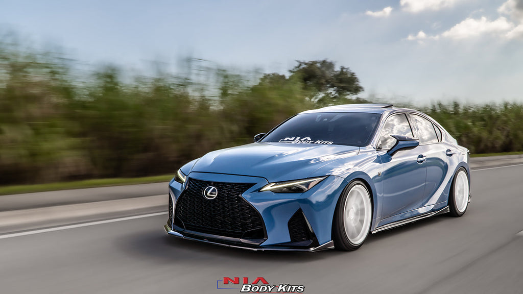 Lexus IS 500 NIA full splitter lip bodykit 5pcs (front lip, side skirts, rear apron spats) 2022-2025  in ABS or Carbon Fiber