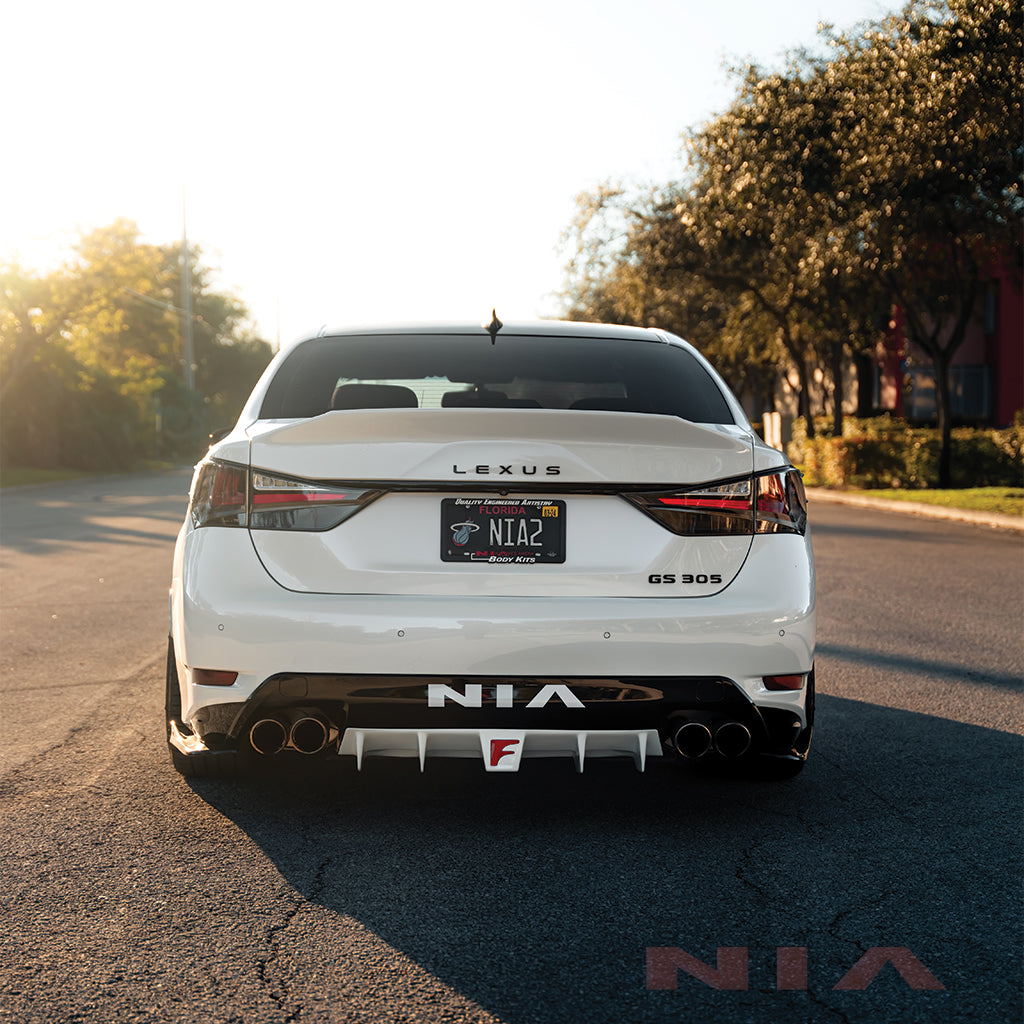 Lexus GS-F  NIA Rear Diffuser Bumper Extension 2016-2020 in ABS or Carbon Fiber