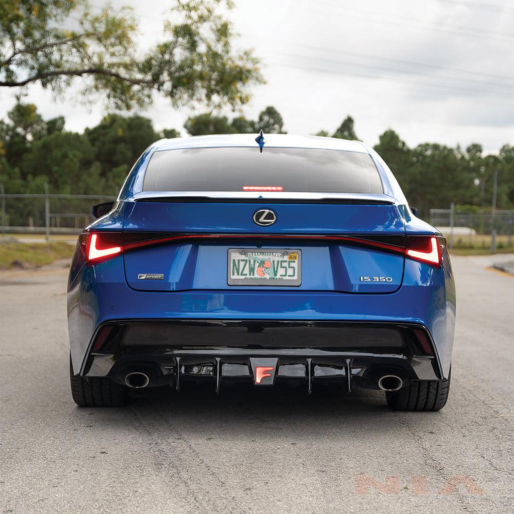 Lexus IS Base Model, F-Sport NIA rear lip bumper extension Diffuser bodykit  2021-2025 in ABS or Carbon Fiber