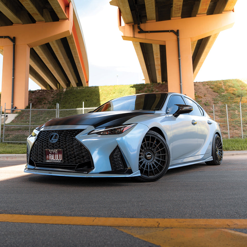 Lexus IS F-Sport NIA full splitter lip bodykit 5pcs (front lip, side skirts, rear apron spats) 2021-2025 in ABS or Carbon Fiber