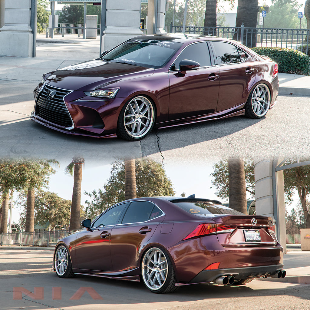 Lexus IS Base Model, F-Sport NIA full splitter lip bodykit 5pcs (front lip, side skirts, rear apron spats)  2017-2020 in ABS