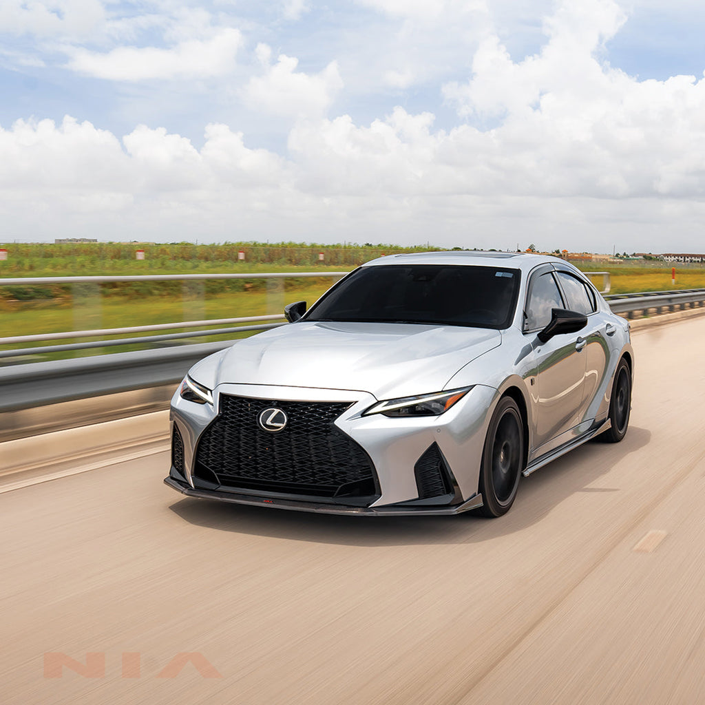 Lexus IS 500 NIA full splitter lip bodykit 5pcs (front lip, side skirts, rear apron spats) 2022-2025  in ABS or Carbon Fiber