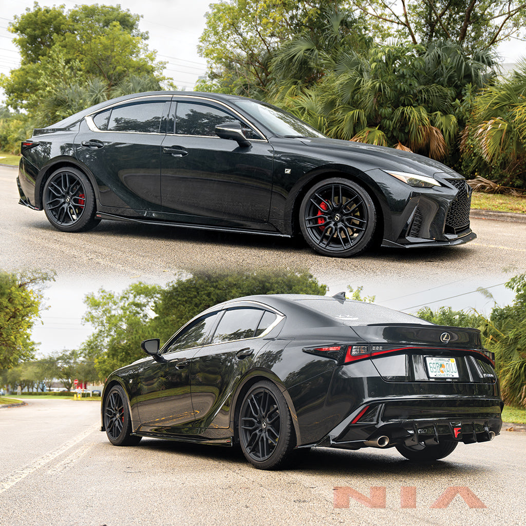 Lexus IS F-Sport NIA  Full lip Body Kit 6pcs (Front Splitter, Side Skirt Rockers, Rear apron spats, Diffuser Bumper Extension) 2021-2025 in ABS or Carbon Fiber