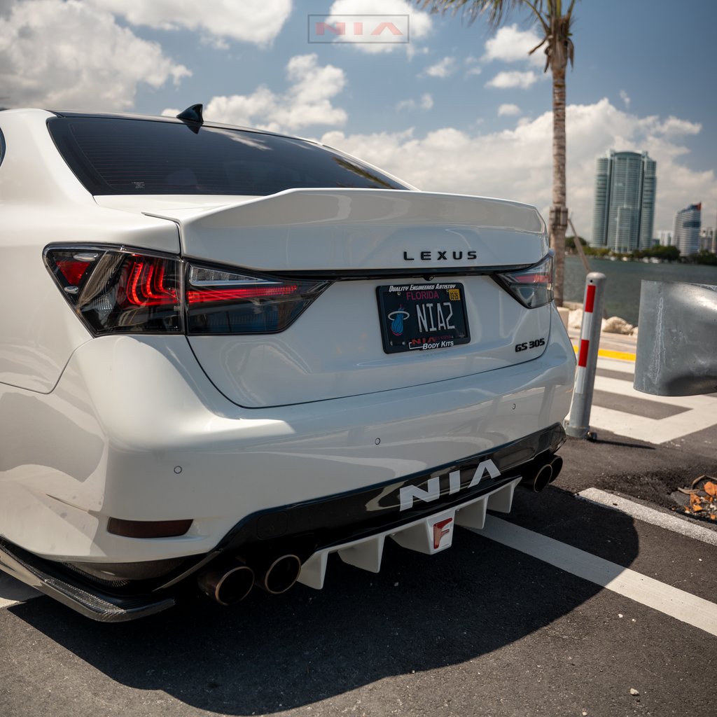 Lexus GS-F  NIA Rear Diffuser Bumper Extension 2016-2020 in ABS or Carbon Fiber
