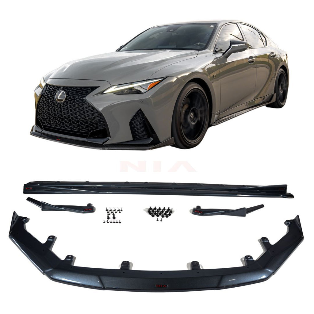 Lexus IS 500 NIA full splitter lip bodykit 5pcs (front lip, side skirts, rear apron spats) 2022-2025  in ABS or Carbon Fiber