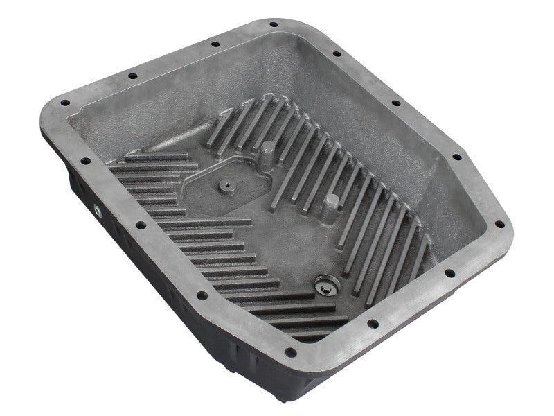 aFe POWER Transmission Pan Ford Trucks 80-92 (AOD Transmission)- Black w/ Machined Fins