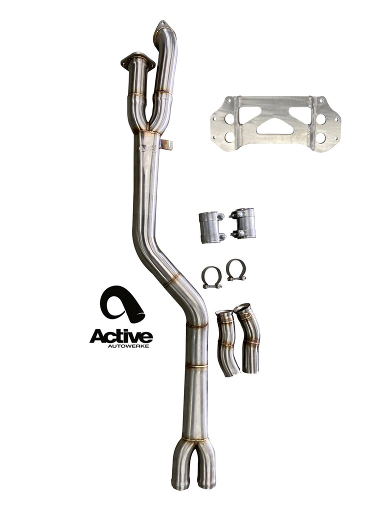 Active Autowerke G80/G82 M3/M4 Signature single mid-pipe with G-brace and $90 fixed price shipping in lower 48 states