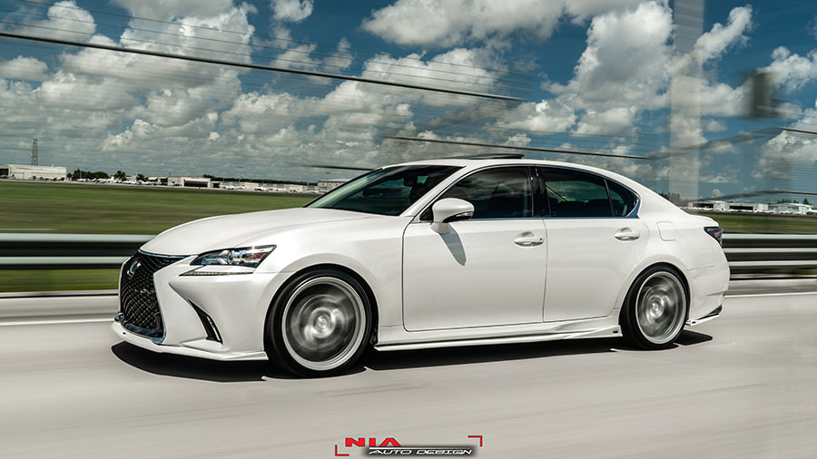 Lexus GS Base Model, F-Sport NIA Full lip Body Kit 5pcs (Front Splitter, Side Skirt Rockers, Rear apron spats) 2016-2020 in ABS