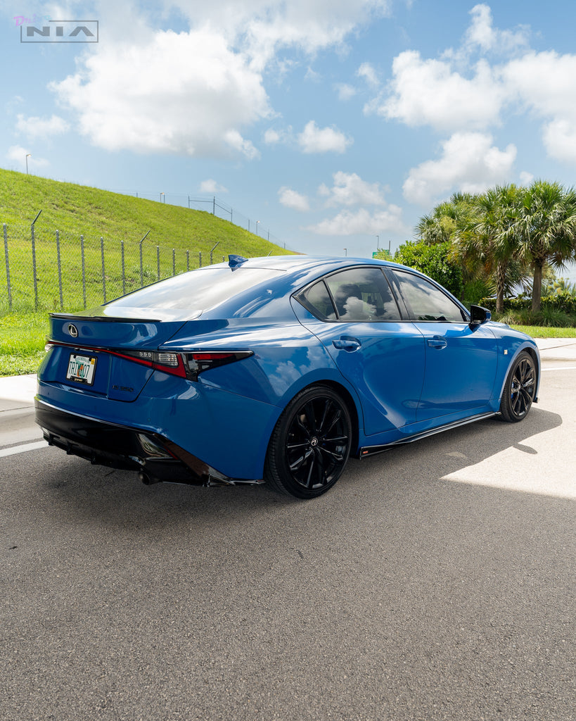 Lexus IS F-Sport NIA full splitter lip bodykit 5pcs (front lip, side skirts, rear apron spats) 2021-2025 in ABS or Carbon Fiber