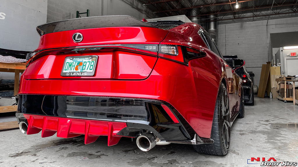 Lexus IS Base Model NIA Full lip Body Kit 6pcs (Front Splitter, Side Skirt Rockers, Rear apron spats, Diffuser Bumper Extension) 2021-2025 in ABS or Carbon Fiber