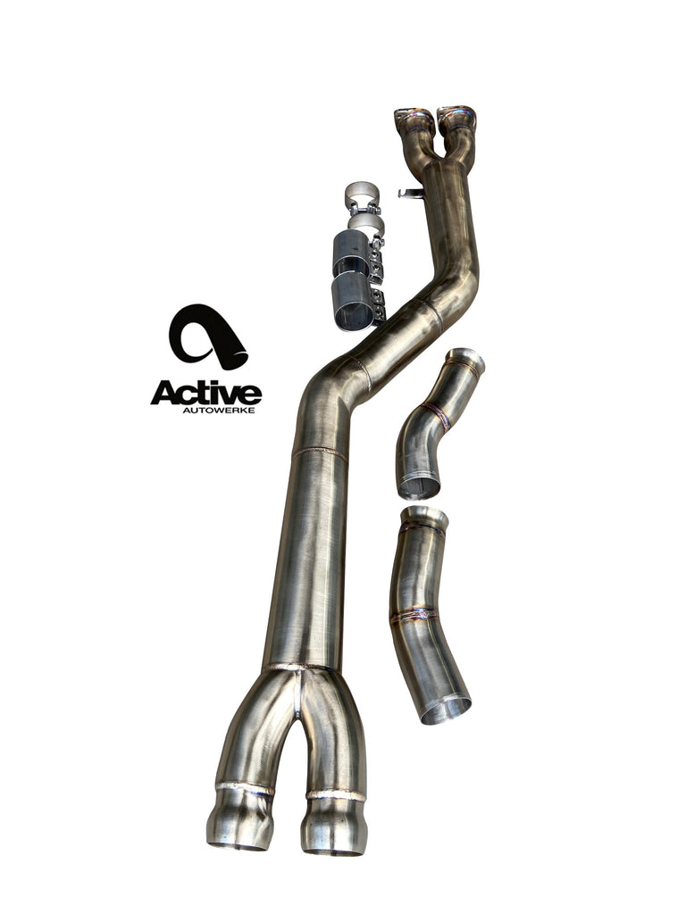 Active Autowerke X3M / X4M Signature single mid-pipe with $90 fixed price shipping in lower 48 states