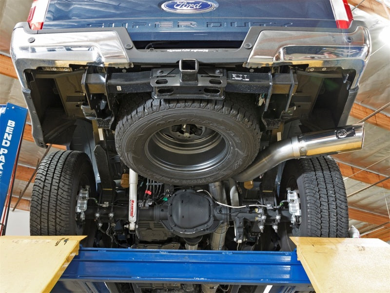 aFe ATLAS 5in DPF-Back Alum Steel Exhaust System w/Polished Tip 2017 Ford Diesel Trucks V8-6.7L (td)
