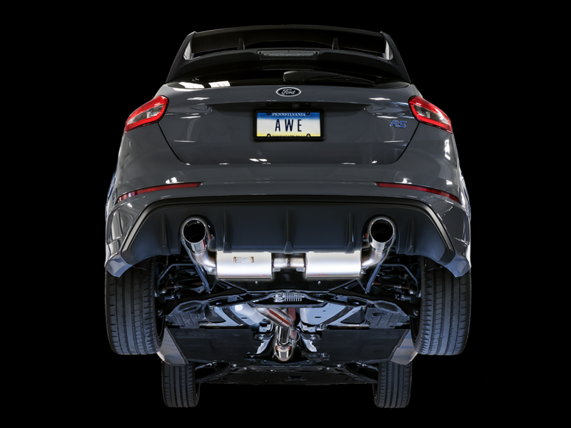 AWE Tuning Ford Focus RS Touring Edition Cat-Back Exhaust- Resonated - Chrome Silver Tips