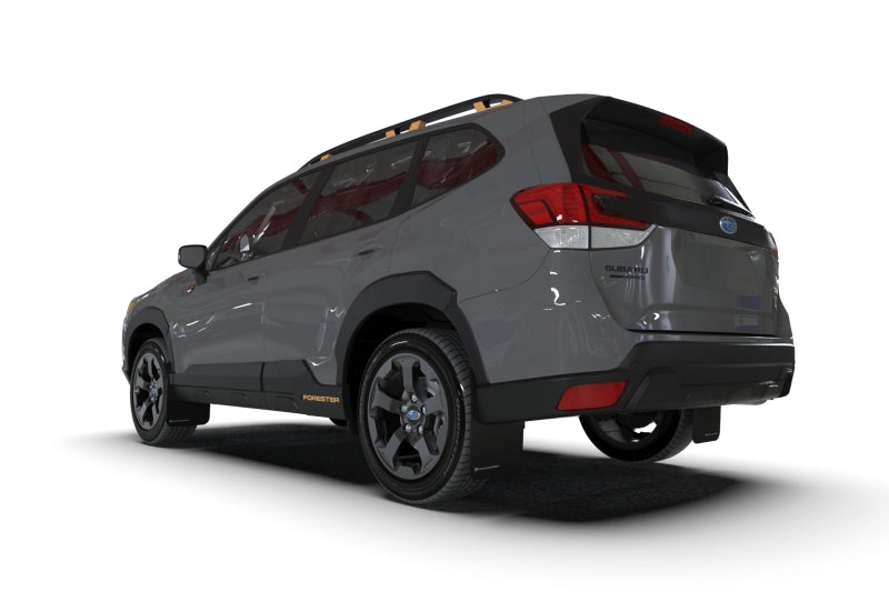 Rally Armor 22-24 Subaru Forester &amp; Wilderness Black UR Mud Flap w/Wild Orange Logo