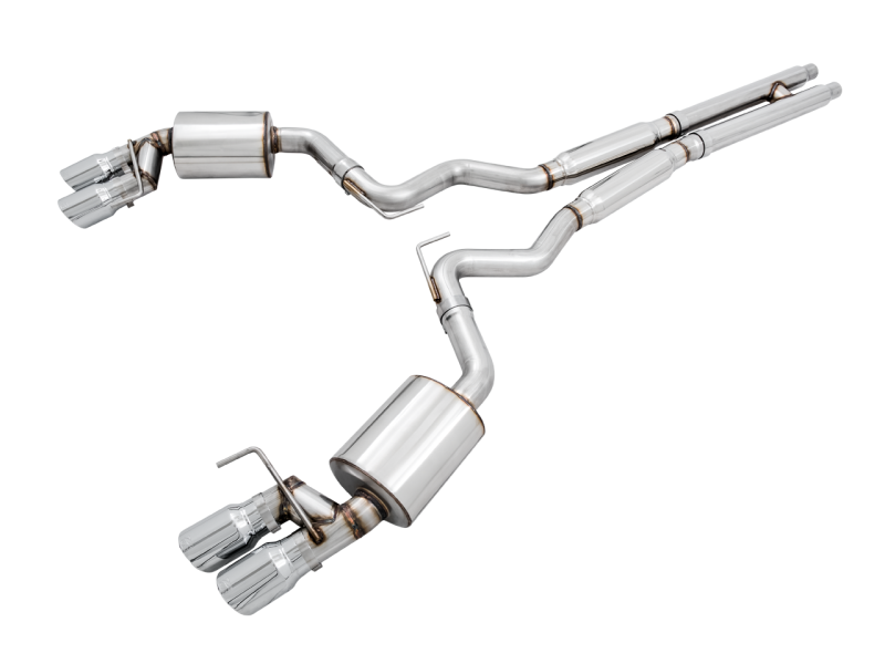 AWE Tuning 2018+ Ford Mustang GT (S550) Cat-Back Exhaust - Touring Edition (Quad Chrome Silver Tips)