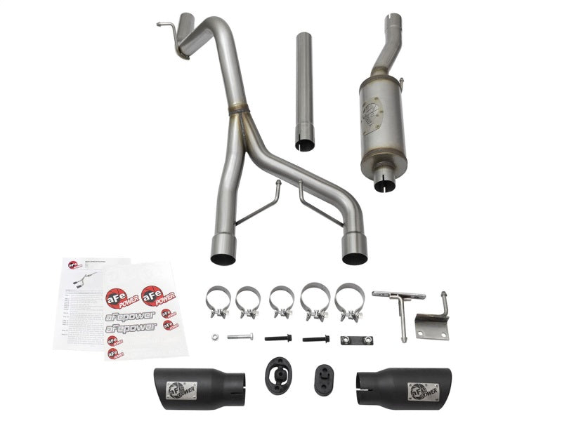 aFe Rebel Series CB 2.5in Dual Center Exit SS Exhaust w/ Black Tips 07-15 Jeep Wrangler 3.6L/3.8L V6