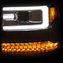 Load image into Gallery viewer, ANZO 16+ Chevy Silverado 1500 Projector Headlights Plank Style Chrome w/Amber/Sequential Turn Signal