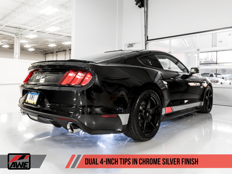AWE Tuning S550 Mustang GT Cat-Back Exhaust - Track Edition (Chrome Silver Tips)