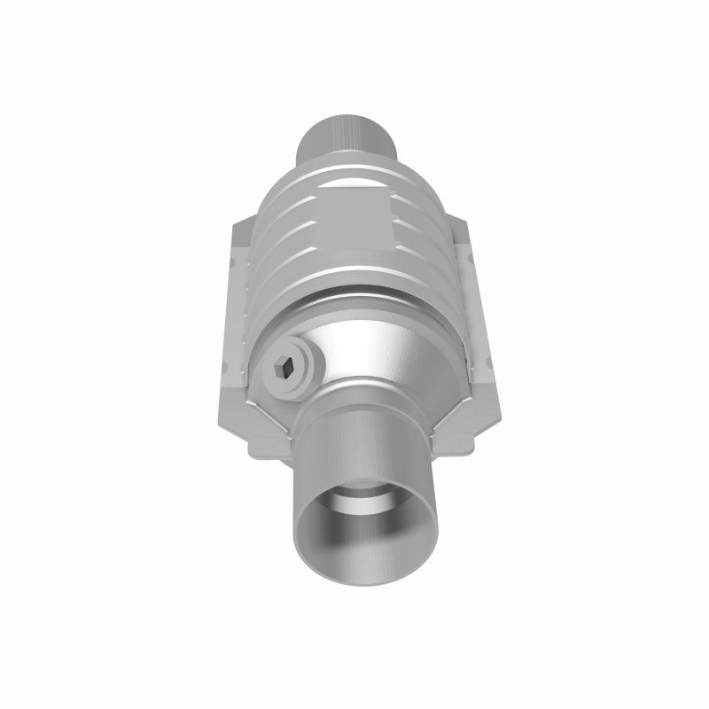 MagnaFlow Univ Conv 2in In/Out Ctr/Ctr Round 9in Body L x 5.125in W x 13in Overall L Single O2 Port