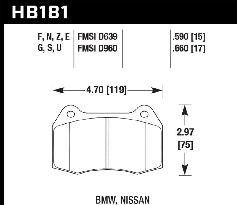 Hawk 94-97 BMW 840CI/850CI HPS Front Street Brake Pads