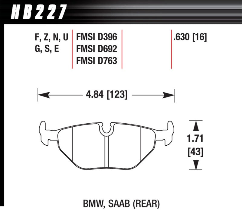 Hawk 92-95 BMW 325iS DTC-60 Race Rear Brake Pads