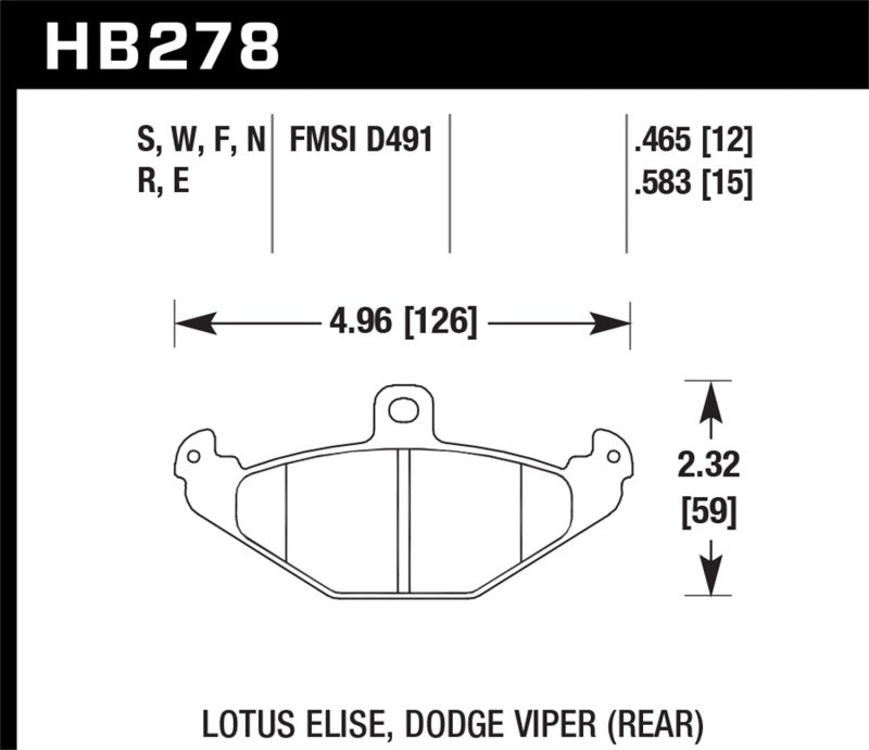 Hawk 05 Lotus Elise HP+ Street Rear Brake Pads