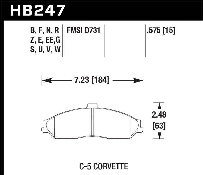 Hawk 97-06 Corvette (incl C5 Z06) HPS Street Front Brake Pads