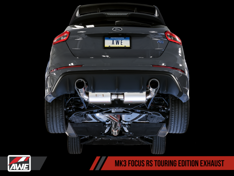 AWE Tuning Ford Focus RS Touring Edition Cat-Back Exhaust- Non-Resonated - Chrome Silver Tips