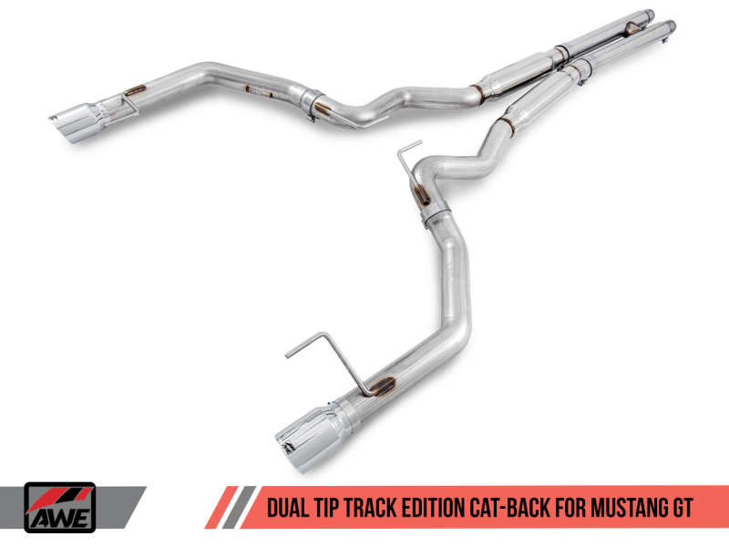 AWE Tuning S550 Mustang GT Cat-Back Exhaust - Track Edition (Chrome Silver Tips)