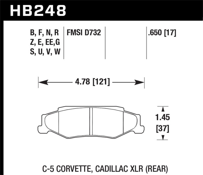 Hawk 97-06 Corvette (incl C5 Z06) HP+ Street Rear Brake Pads