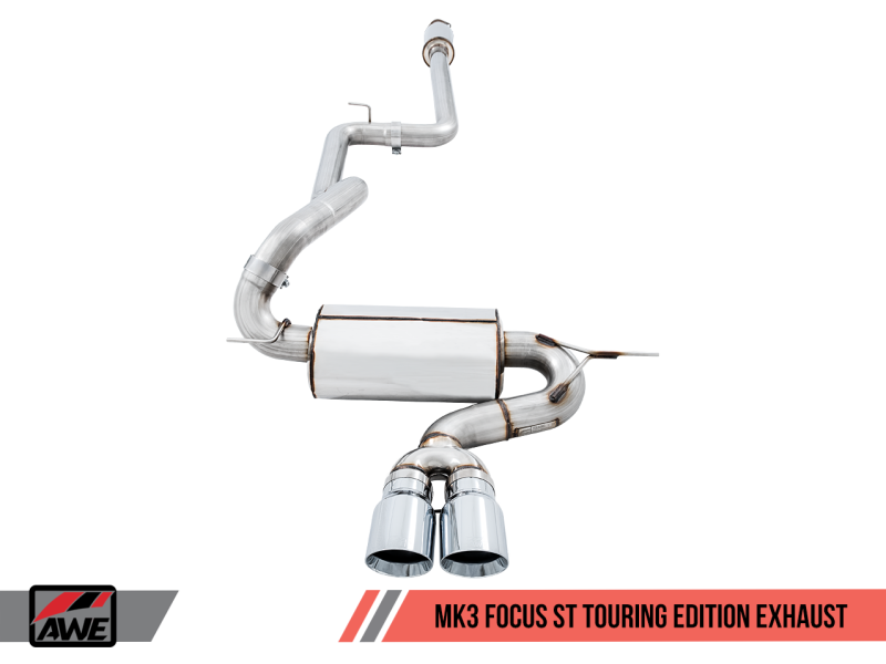 AWE Tuning Ford Focus ST Touring Edition Cat-Back Exhaust - Resonated - Diamond Black Tips