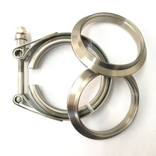 Load image into Gallery viewer, Ticon Industries 3.0in Titanium V-Band Clamp Assembly (2 Flanges/1 Clamp)