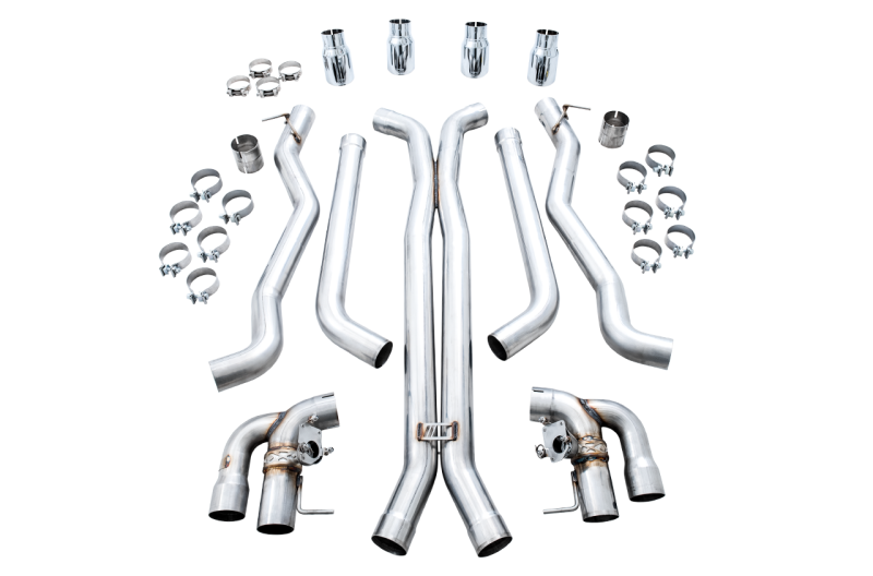 AWE Tuning 18-19 BMW M5 (F90) 4.4T AWD SwitchPath Cat-Back Exhaust - Chrome Silver Tips