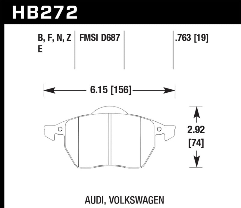 Hawk 00-06 Audi TT/TT Quattro / 96-06 VW (Various) HPS Street Front Brake Pads