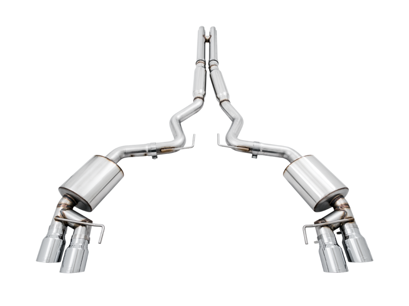 AWE Tuning 2018+ Ford Mustang GT (S550) Cat-Back Exhaust - Touring Edition (Quad Chrome Silver Tips)