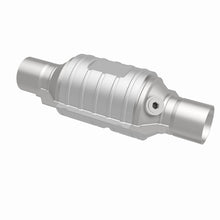 Load image into Gallery viewer, MagnaFlow Univ Conv 2in In/Out Ctr/Ctr Round 9in Body L x 5.125in W x 13in Overall L Single O2 Port